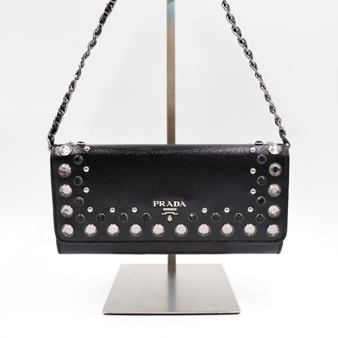 Prada Saffiano Vernice Wallet on Chain