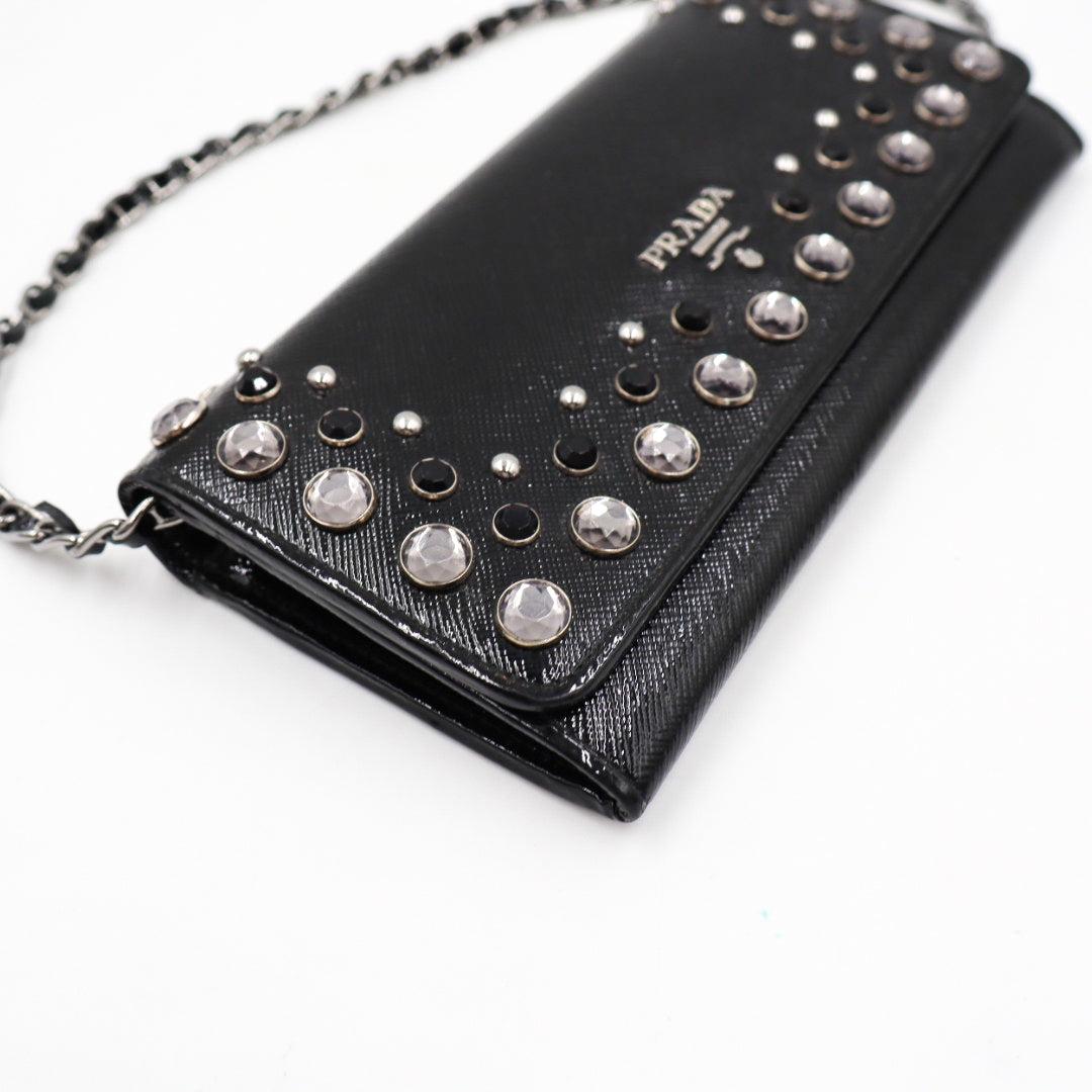 Prada Saffiano Vernice Wallet on Chain