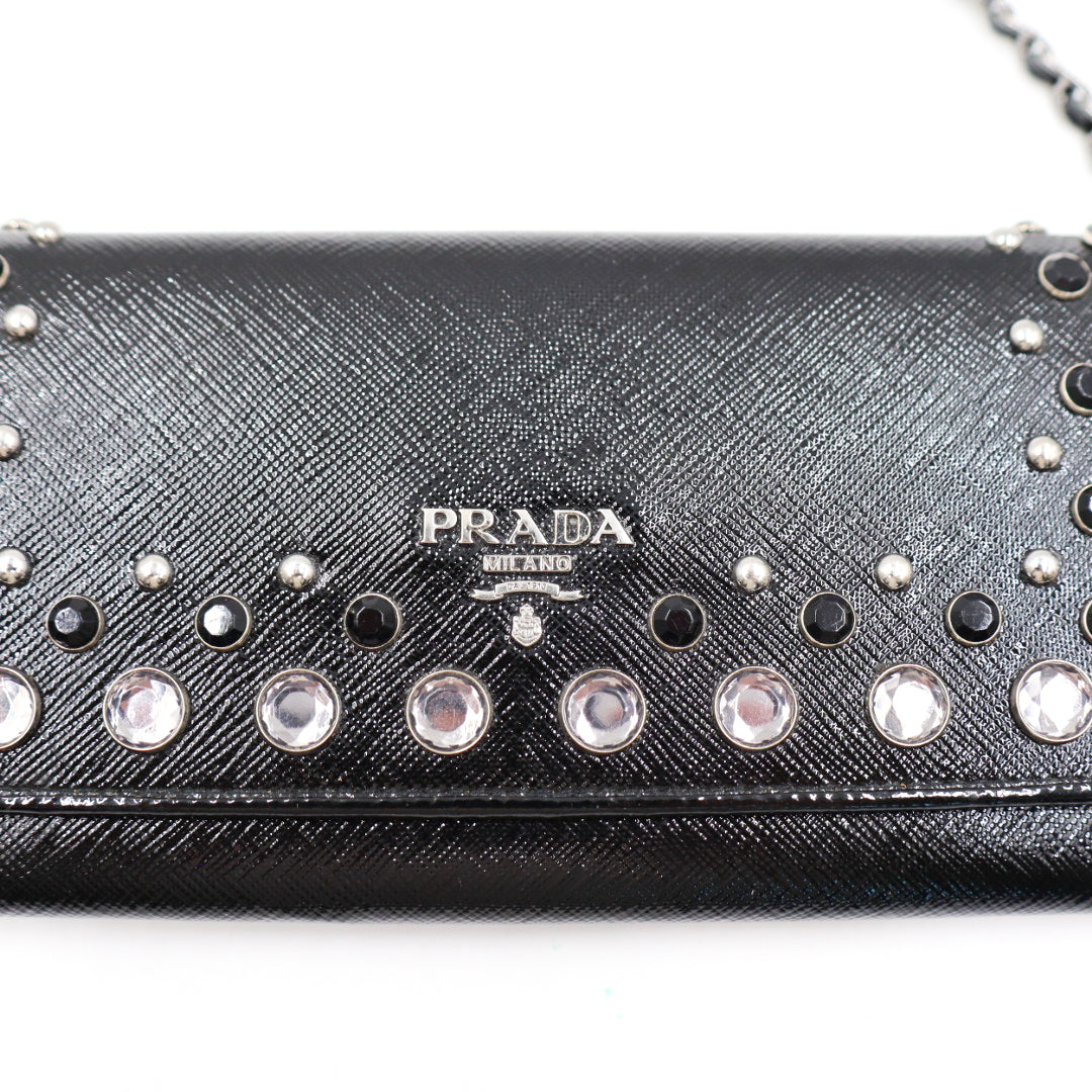 Prada Saffiano Vernice Wallet on Chain