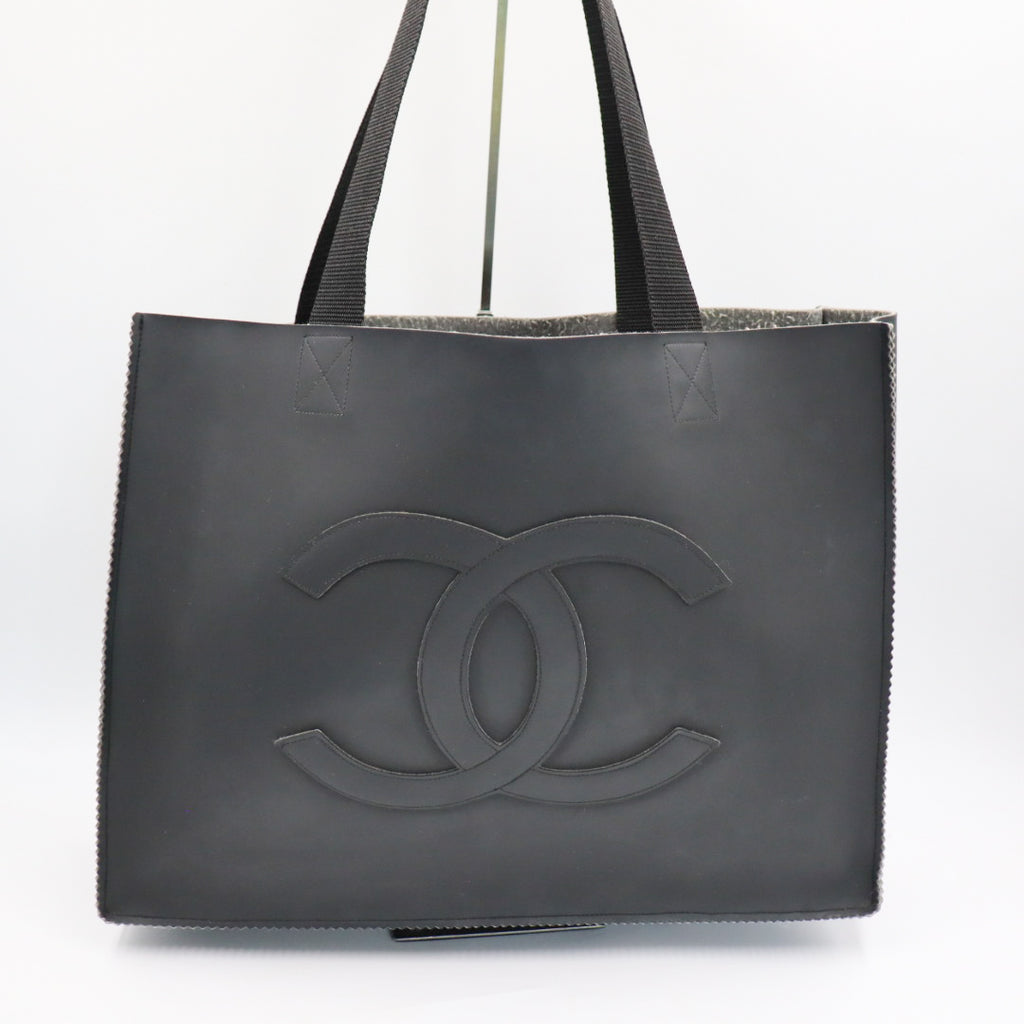 Chanel Rubber Shopper Tote Schwarz